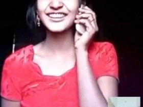 Pretty Indian girl strips down and reveals her body in a video call