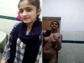 Indian college girl takes a bath and shows off her body