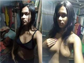 Bangla girl's exclusive boob display in part 1