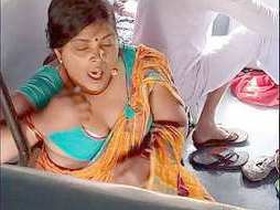 Fat Indian women flaunt their big boobs on a train in a village