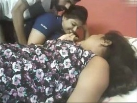 Big boobs and chubby girls in a threesome bedroom video