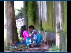 Desi lovers recorded by security guard in open love