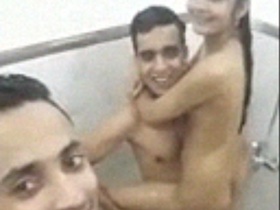 Indian twins and their lover indulge in romantic sex in the bathroom