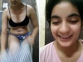 Cute Indian girl masturbates with moans and fingers