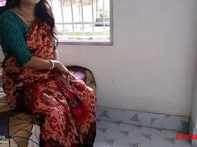 Mature Indian woman in red saree gives blowjob and handjob to local boy in official video