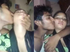 Desi guy gives his cousin sister a boob squeeze and kiss