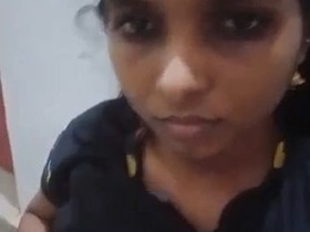 An Indian girl from Andhra Pradesh flaunts her petite breasts on camera