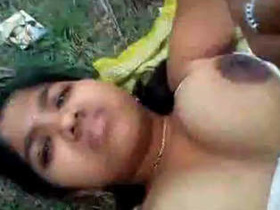 Outdoor fun with a village girl with big tits and audio