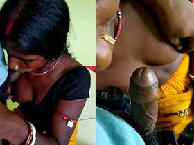 Indian wife gives a sensual blowjob to her husband